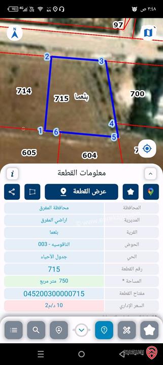 قطعتين أرض مساحة كل قطعة 750م للبيع في المفرق - بلعما