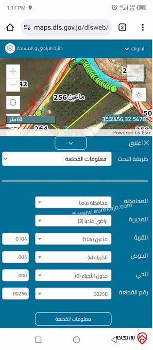 أرض مساحة 3 دونم و 600م للبيع في مادبا – منطقة ماعين 