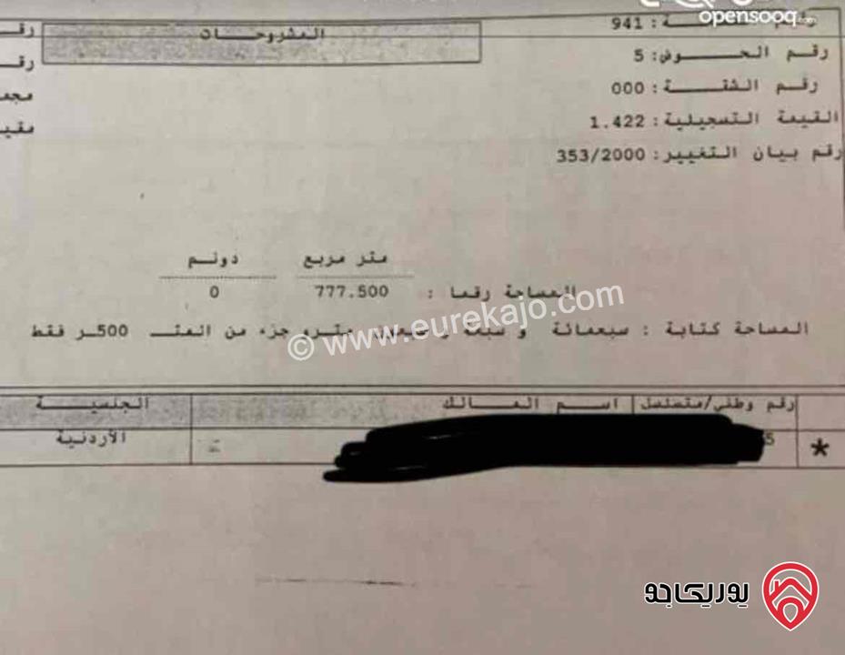 أرض مساحة 777م عليها بناء قديم 3 طوابق للبيع في عمان - صويلح حي الفضيلة