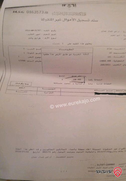 شقة طابق أرضي مساحة 234م للبيع في عمان - أرقى مناطق أبونصير