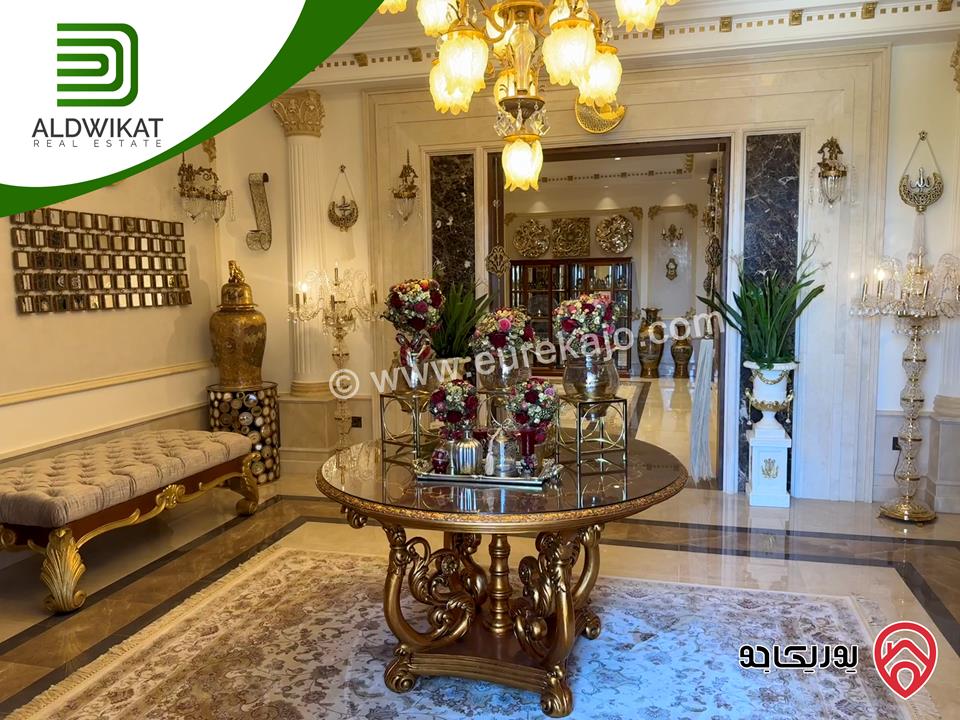 قصر للبيع في عمان - دابوق مساحة الارض 2650م ومساحة البناء 2000م ومساحة الحديقة 1500م ومساحة الترس 400م