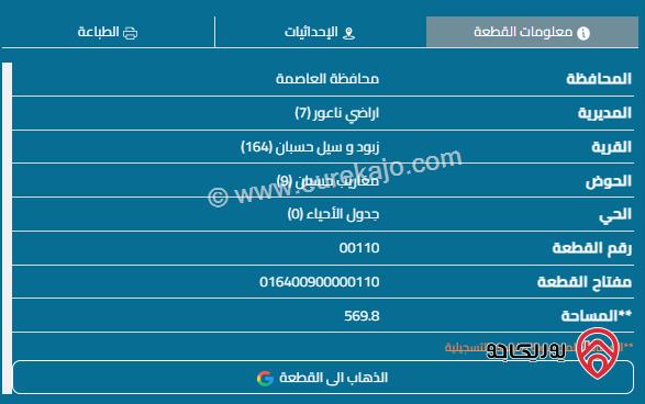 قطعة أرض مساحة 570م للبيع في عمان - ناعور	