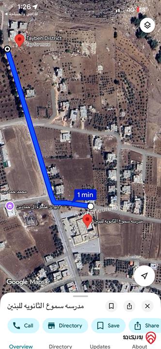 قطعة أرض مساحة 1 دونم و 500م للبيع في اربد - لواء الكورة - سموع