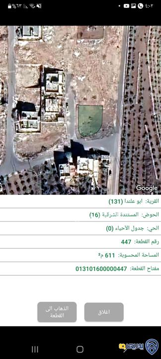 قطعة أرض مساحة 611م للبيع في ابو علندا - المستندة 