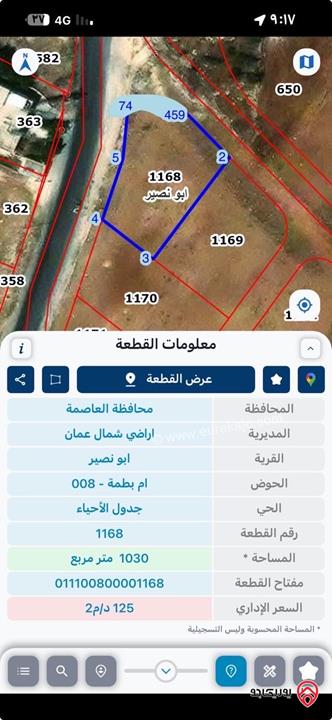 قطعتين أرض مساحتهم 2 دونم للبيع في عمان - أبو نصير حوض أم بطمة
