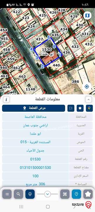 أرض مساحة 306م تجارية للبيع في عمان - المستندة