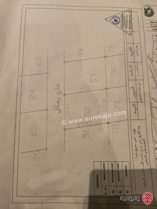 قطعة ارض مساحة 600م للبيع من أراضي شرق عمان - وادي العش