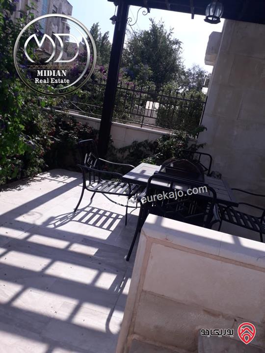 شقة أرضية مفروشة للايجار في عمان - خلدا مساحة 200م مع ترس و حديقة 150م تشطيبات و فرش سوبر ديلوكس بسعر مميز