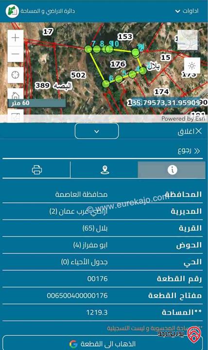 أرض مساحة 1 دونم و 219م للبيع في عمان - بدر الجديدة حوض أبو مفراز