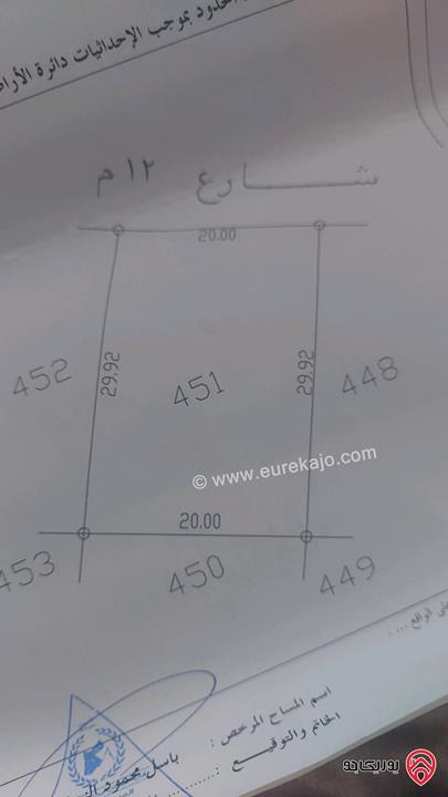 ارض سكنية مساحة 598م للبيع في الزرقاء - شومر