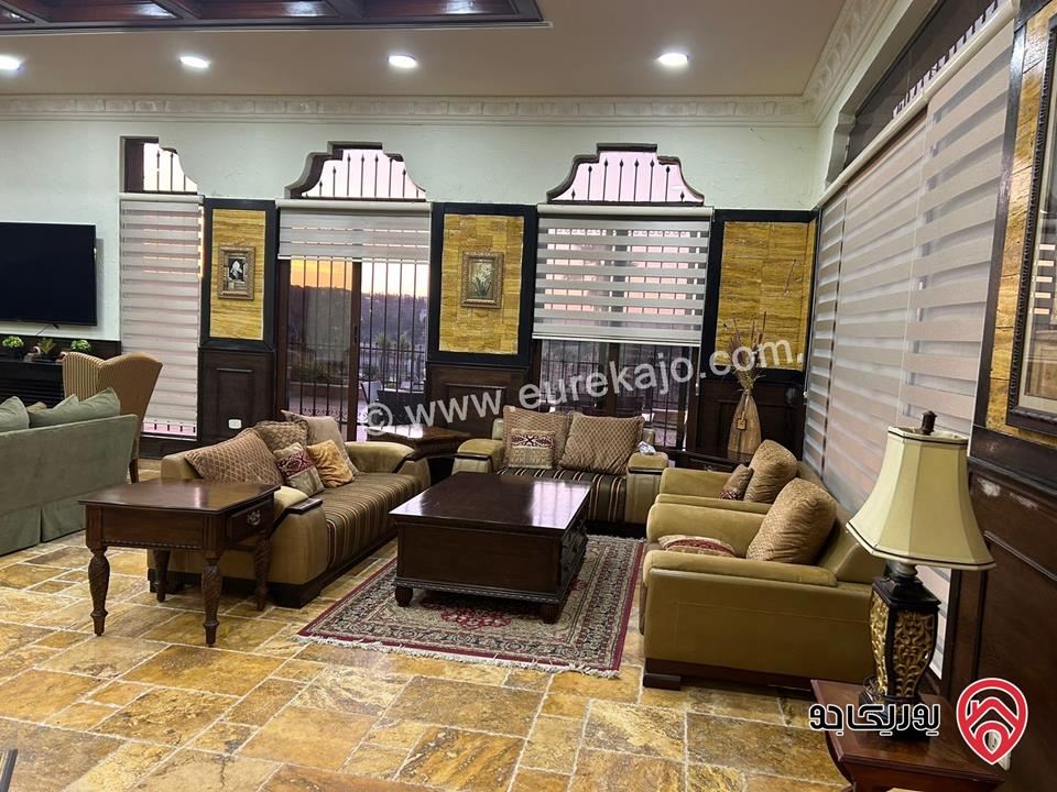 🌳✨ منتجع مفروش كامل فاخرة مجهز مساحة 9 دونم للبيع في السلط