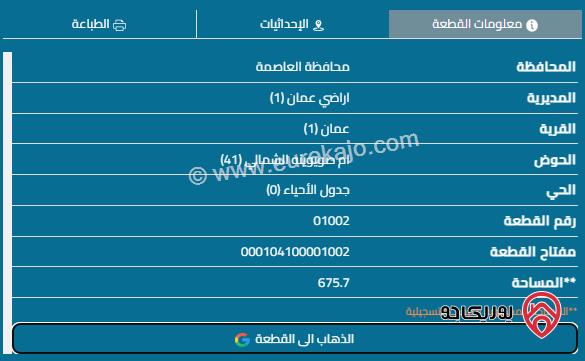 قطعة أرض مساحة 676م للبيع في عمان - الزهور 