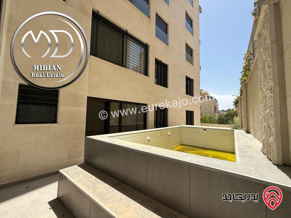 شقق شبه أرضي فارغة للايجار في عمان - جبل عمان مساحات 200م مع مسبح و تراسات و حدائق تشطيبات و ديكورات فاخرة جديدة لم تسكن 