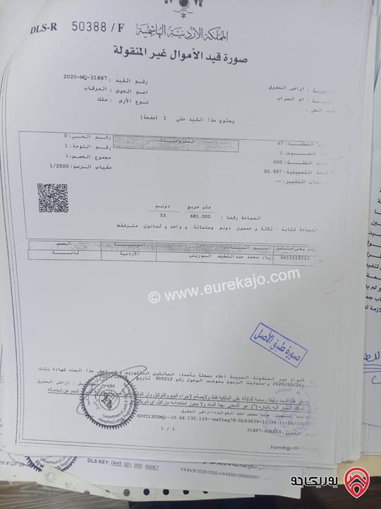 أرض 56 دونم للبيع في المفرق قرية ام السراب