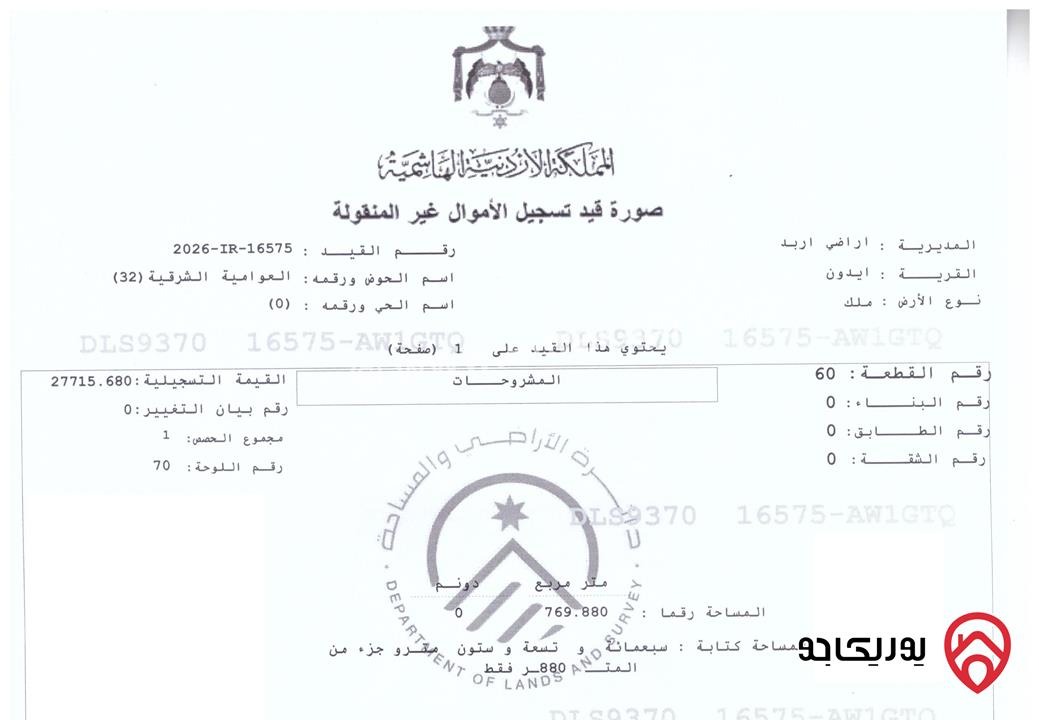 ثلاث قطع أراضي مفروزة مميزة من (المالك مباشرة) للبيع في اربد - ايدون