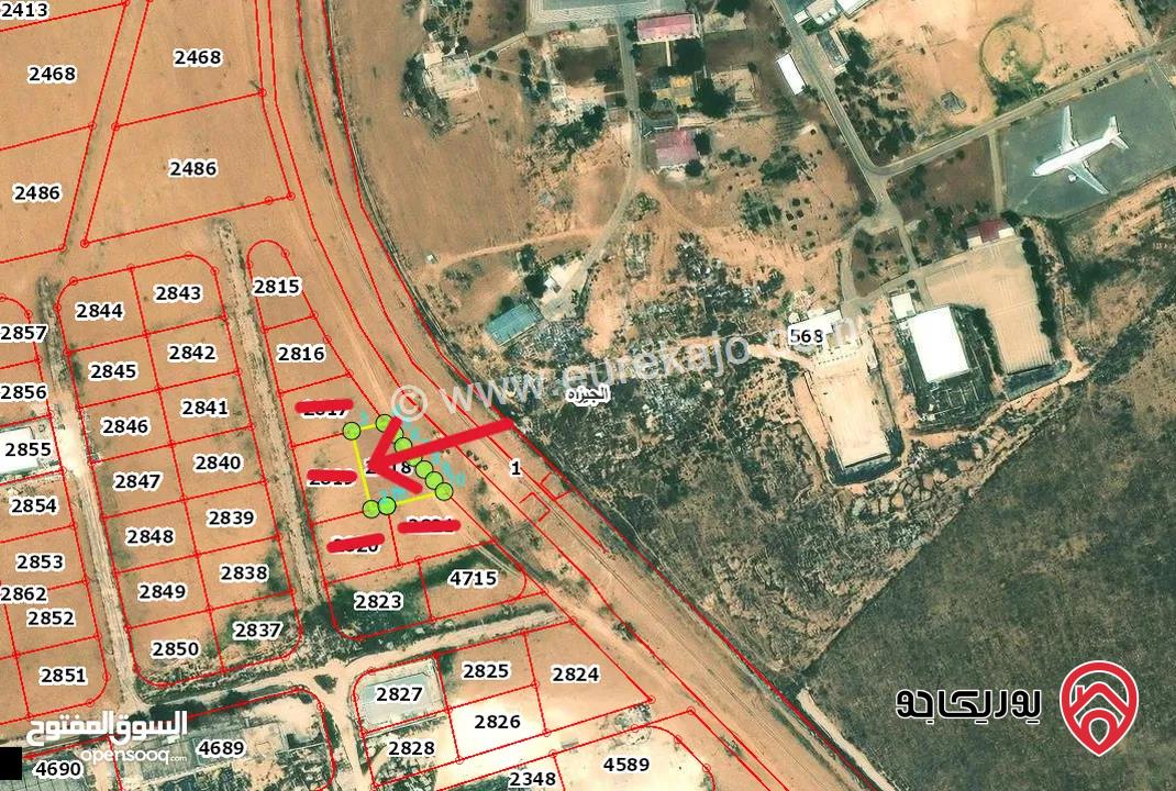 قطعة ارض صناعية واجهة على الشارع مساحة 926م قريبة من سيج المطار للبيع من اراضي الجيزة واصل كل الخدمات