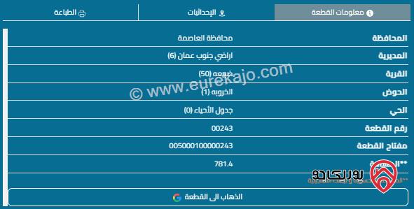 قطعة أرض مساحة 781م للبيع في ضبعة 