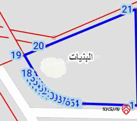 قطعة ارض مساحة 1 دونم على شارعين للبيع في عمان - البنيات 