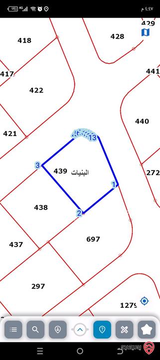 قطعة ارض مساحة 970م للبيع في عمان - البنيات شارع شهداء الأقصى
