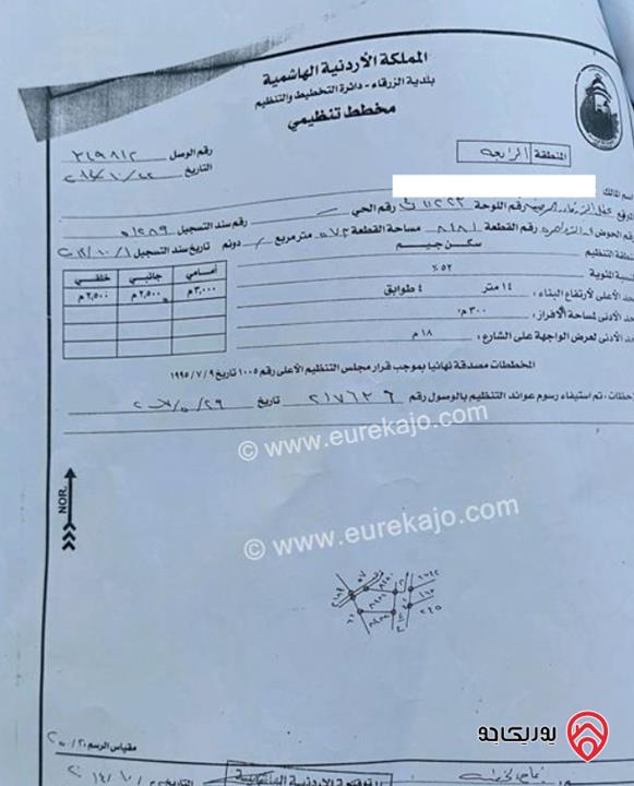 للبيع قطعة أرض مميزة مساحة 573م في الزرقاء - حوض الزواهرة