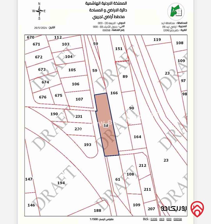 قطعة أرض مساحة 2075م عليها بناء مساحة 300م للبيع في اربد - كفر جايز