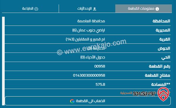 قطعة أرض مساحة 518م للبيع في عمان - المقابلين	