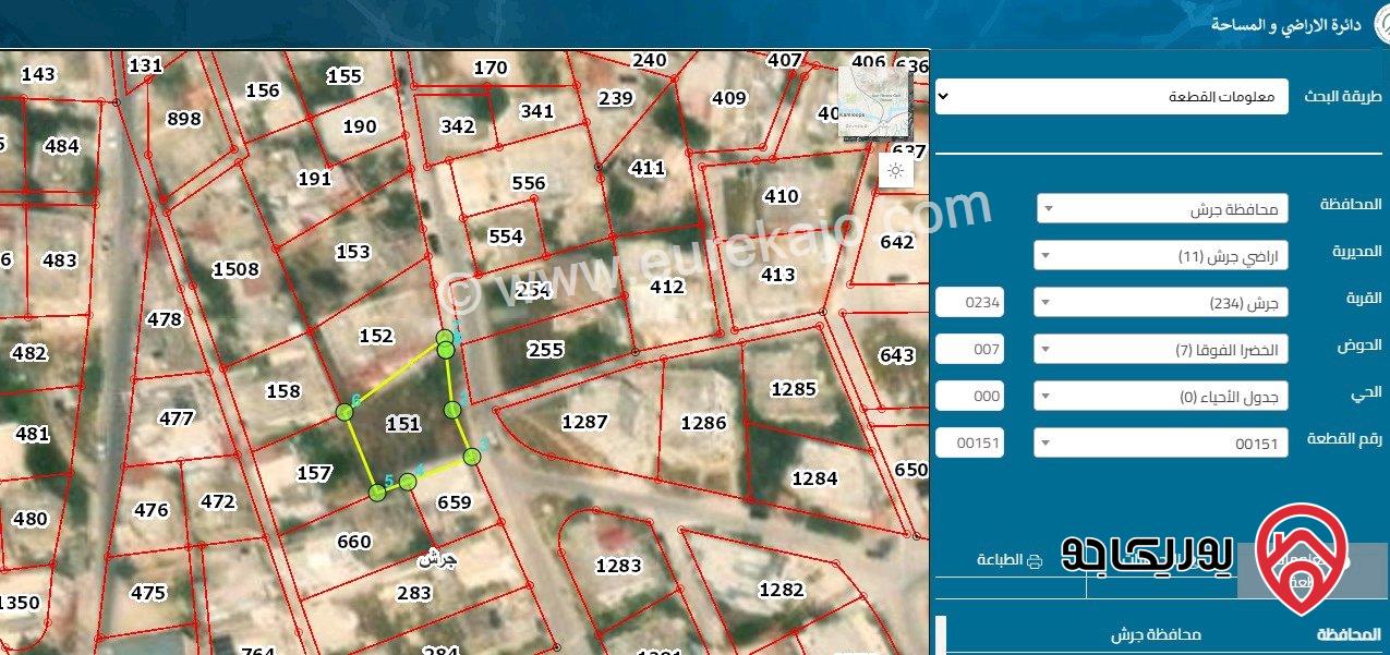 ارض سكنية مساحة 622م للبيع في جرش