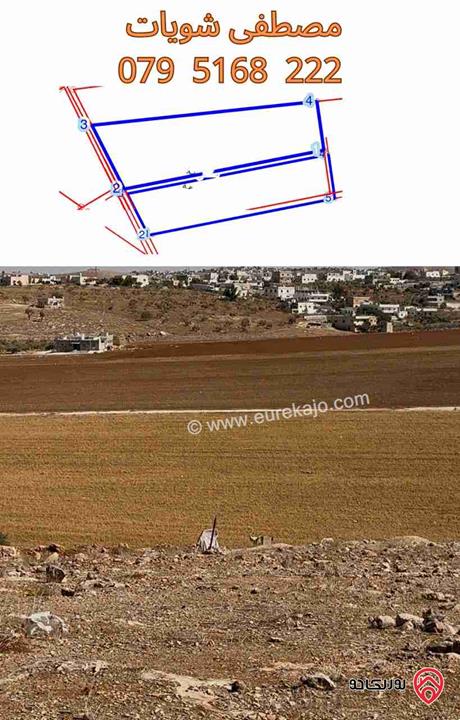 قطعتين أرض مساحة 4 دونم و 5859م للبيع في اربد - النعيمة بالقرب من خط اربد عمان 