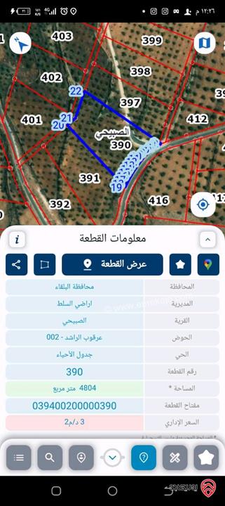 ارض زراعية مزروعة زيتون مساحة 5 دونم للبيع في السلط - الصبيحي