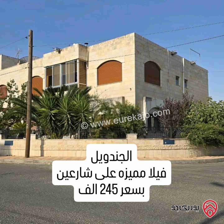 فيلا على شارعين مقسمة شقتين طابقيات مساحة البناء 430م على أرض 450م للبيع في عمان - الجندويل