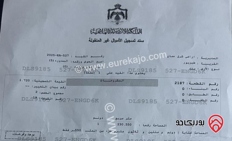 بناية على أرض 1 دونم و 200م للبيع في عمان - طبربور أبوعليا