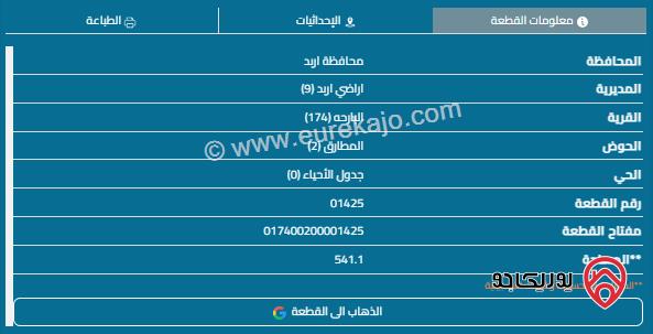 قطعة أرض مساحة 541م للبيع في اربد - البارحة 