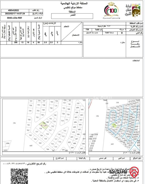 قطعة أرض مساحة 436م للبيع في عمان - ماركا	