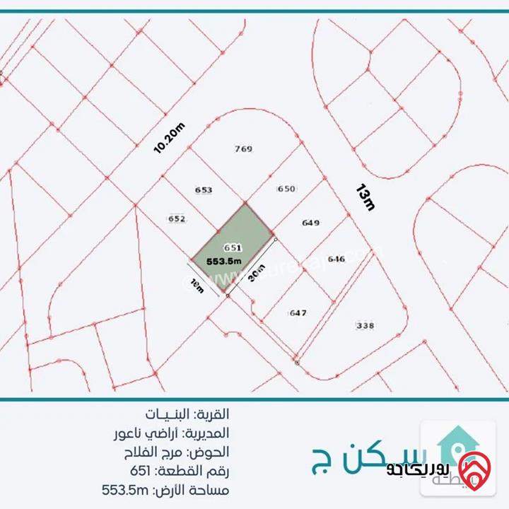 قطعة أرض تنظيم سكني ج مساحتها 553 متر مربع واصل جميع الخدمات للبيع في عمان - البنيات