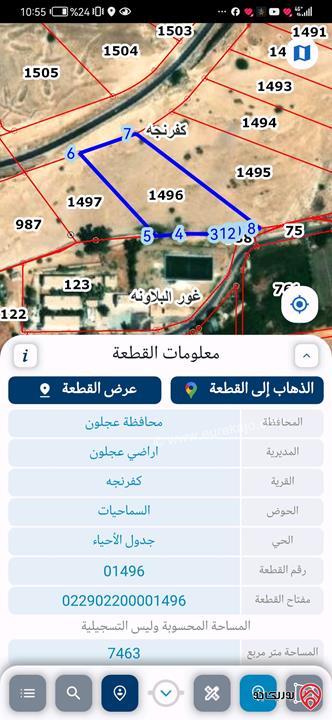 قطعة ارض مساحة 12 دونم و 500م للبيع في عجلون