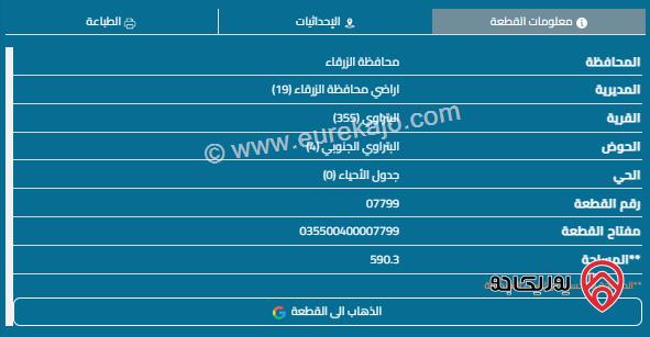 قطعة أرض مساحة 590م للبيع في الزرقاء - البتراوي 