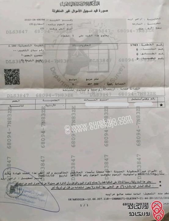 منزل مستقل مساحة 450م على أرض 487م للبيع في اربد - حي النصر