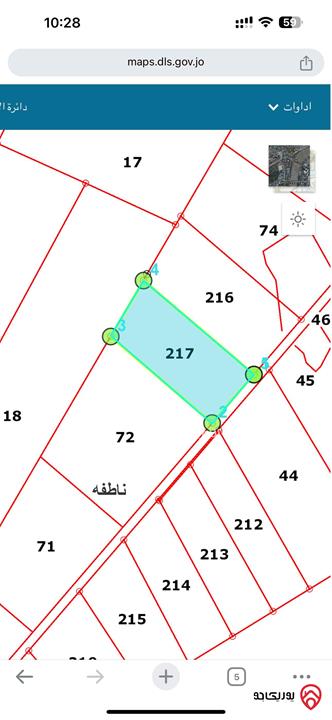 أرض استثمارية مساحة 4 دونم للبيع على حد التنظيم في اربد - ناطفة المقورة اسكان المهندسين