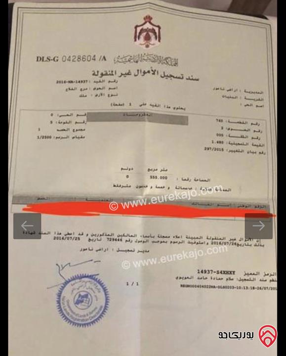 أرض مساحة 555م للبيع في عمان - البنيات