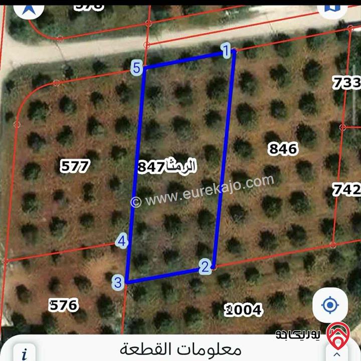 قطعة ارض مساحة 1 دونم و 500م للبيع في اربد - منطقة الرمثا