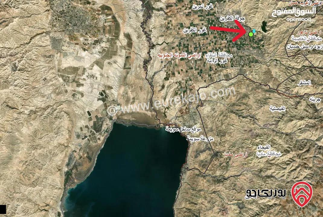قطعة ارض مساحة 616م للبيع من اراضي الشونة الجنوبية جوفة الكفرين قريبة من الشارع العام منطقة شاليهات موقع مميز