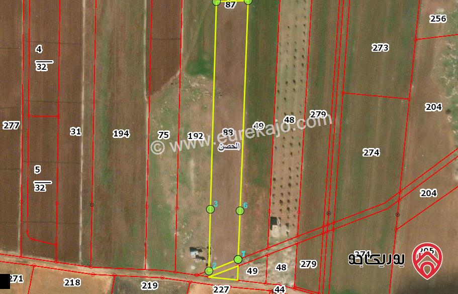 ارض للبيع مساحة 8244م في اربد - الحصن حوض الجبيل الشرقي