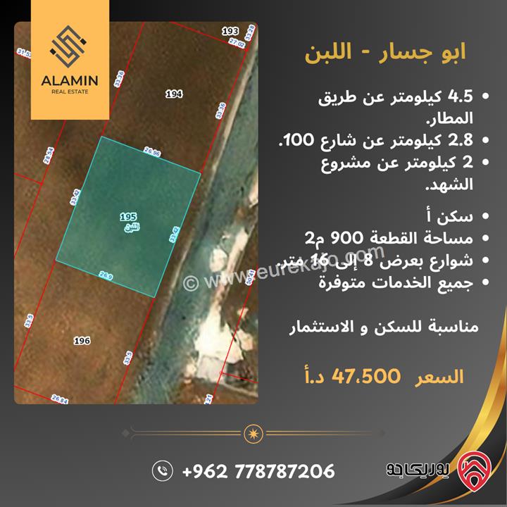 قطع أراضٍ مساحة 1 دونم للبيع في موقع استراتيجي في عمان - اللبن