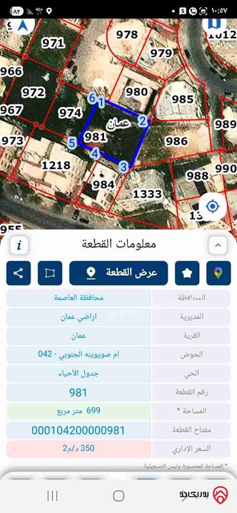 قطعتين أرض متلاصقات مساحتهم 1200م للبيع في عمان -  الزهور