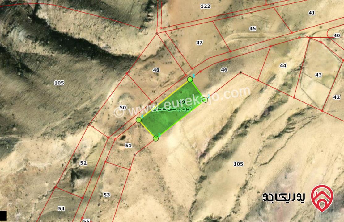 حصة ارض مساحة 1664م للبيع في زبود و سيل حسبان حوض الحمرة من اراضي ناعور 