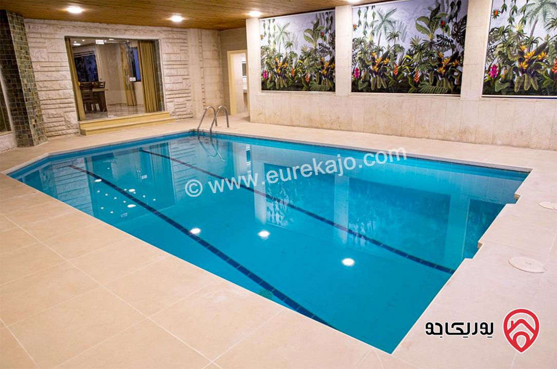 شقة طابقية فخمة مساحة 420م داخلي و 300م خارجي مع مسبح للايجار المفروش في عمان - أم السماق