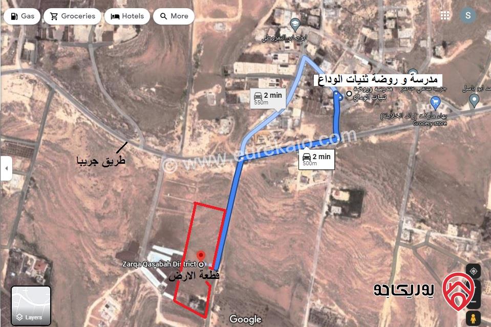 أرض مساحة 1 دونم و 187م للبيع في الزرقاء - جريبا