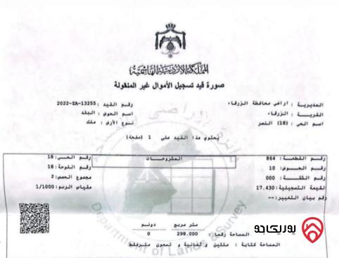 بيت مستقل مساحة 280م على ارض 300م للبيع في الزرقاء - حي الحسين