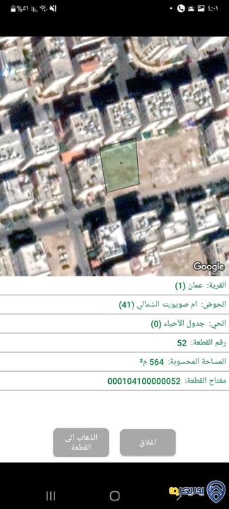 قطعة أرض مساحة 564م للبيع في الزهور 