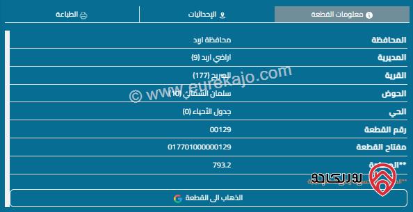 قطعة أرض مساحة 800م للبيع في اربد - الصريح 